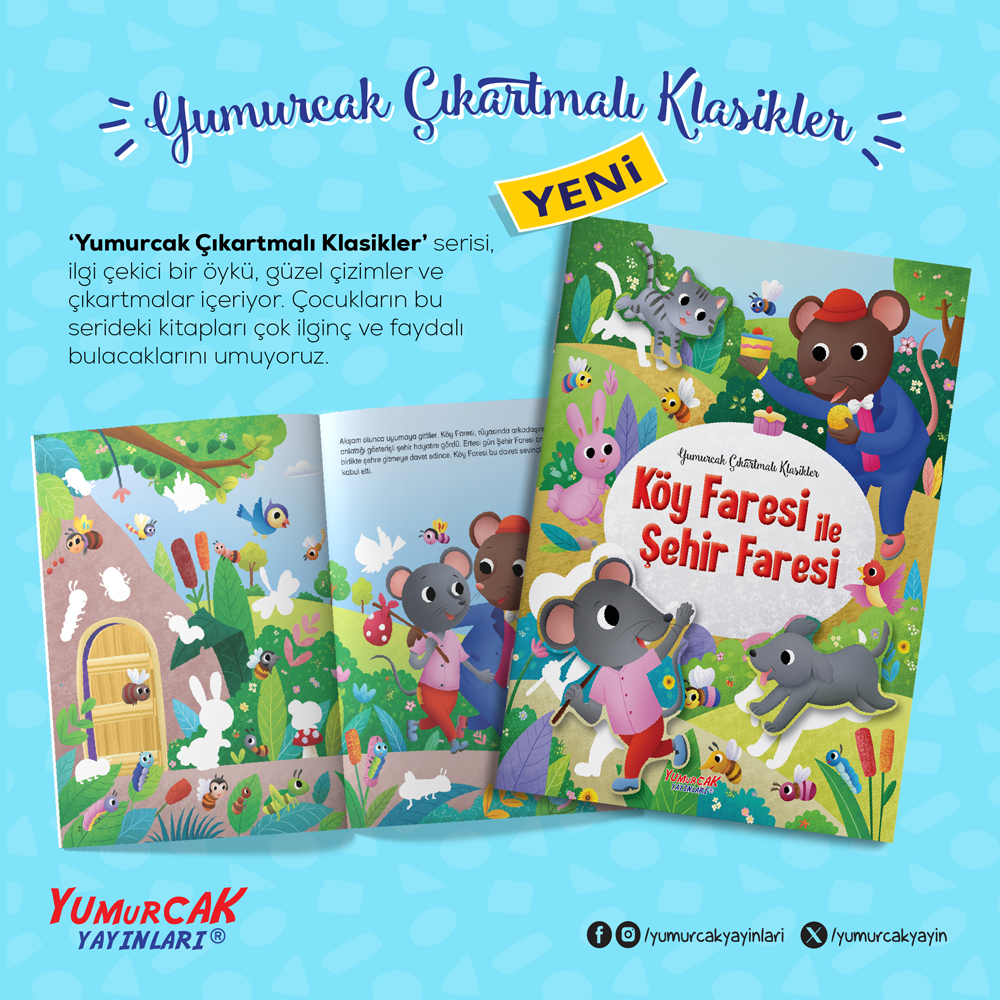 📚✨ Klasikler şimdi çok daha eğlenceli!
Çocuklar, dünyanın en sevilen klasik hikâyelerini okurken bir yandan da çıkartmalarla hikâyenin dünyasına katılıyor! 🎨🌟
🧩 Eğlenceli çıkartmalar
📖 Sevilen klasik hikâyeler
👧🧒 Çocukların ilgisini destekleyen renkli sayfalar
💛 Okumayı ve keşfetmeyi eğlenceye dönüştüren bir seri
Yumurcak Çıkartmalı Klasikler Serisi, çocukları klasiklerle tanıştırırken onların hayal gücüne ve kitap sevgisine de eşlik ediyor. 🌈📚
Oku, keşfet, çıkartmaları yerleştir ve hikâyeyi tamamla! ✨
#YumurcakYayınları #ÇıkartmalıKlasikler #ÇocukKitapları #Klasikler #KitapSevgisi